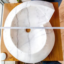 Custom Carrara White Marble Round Vessel Sink With Polished