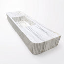 Carrara Venato Marble Custom Wall-Mount Bathroom Sink with Fluted Front by GobekDesign