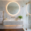 Carrara Venato Marble Custom Wall-Mount Bathroom Sink with Fluted Front by GobekDesign