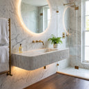 Carrara Venato Marble Custom Wall-Mount Bathroom Sink with Fluted Front by GobekDesign