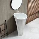 Carrara White Marble Pedestal Bathroom Sink Conical Design Free Shipping