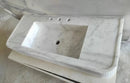 Carrara White Marble Wall Mount Bathroom Sink With Ribbed Texture