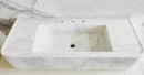 Carrara White Marble Wall Mount Bathroom Sink With Ribbed Texture