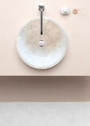 Round Polished White Carrara Marble Vessel Sink 16 Inch