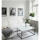 Carrara White Marble Rectangular Coffee Table with Metal Legs