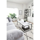 Carrara White Marble Rectangular Coffee Table with Metal Legs