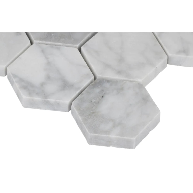 MSI Carrara White 2" Hexagon Polished Marble Mosaic Tile 11.75"x12"