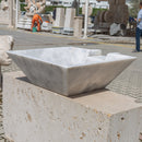 Carrara white marble Natural Stone Pool Cascade Water Bowl profile back view