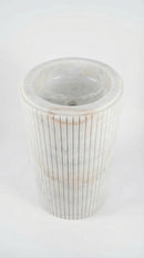 Carrara White Marble Designer Pedestal Stand-Alone Fluted Sink (W)18" (L)18" (H)33"