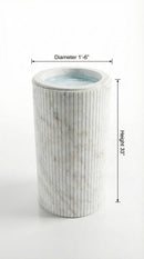 Carrara White Marble Designer Pedestal Stand-Alone Fluted Sink (W)18" (L)18" (H)33"