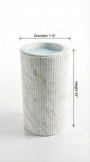Carrara White Marble Fluted Pedestal Bathroom Sink With 18 Inch Round