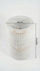 Carrara White Marble Designer Pedestal Stand-Alone Fluted Sink (W)18" (L)18" (H)33"