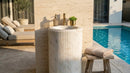 Carrara White Marble Fluted Pedestal Bathroom Sink With 18 Inch Round