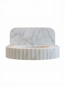 Carrara White Marble Wall-mount Bathroom Sink Fluted Front (W)16" (L)24" (H)6"