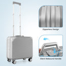 16 Inch Under-seat Carry On Luggage with Spinner Wheels and Laptop Compartment-Sliver