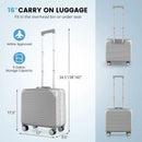16 Inch Under-seat Carry On Luggage with Spinner Wheels and Laptop Compartment-Sliver by LJGDeals