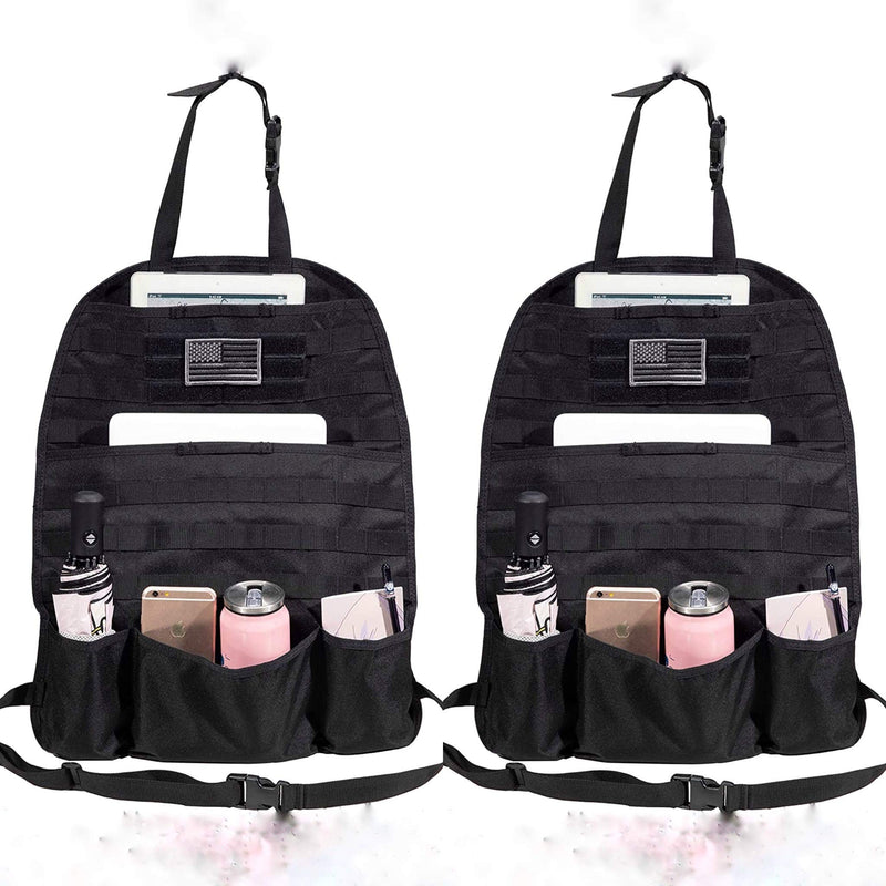 (PAIR) Car Seat Back Gear Organizer with FREE US Flag Patch included