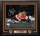 Carter Hart Blackout Philadelphia Flyers Autographed Framed Hockey Photo by Dynasty Sports & Framing