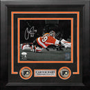 Carter Hart Blackout Philadelphia Flyers Autographed Framed Hockey Photo by Dynasty Sports & Framing