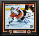 Carter Hart Philadelphia Flyers Diving Save vs. Canucks Autographed Framed Hockey Photo by Dynasty Sports & Framing