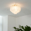 Carved Glass Leaves Murano Ceiling Lamp
