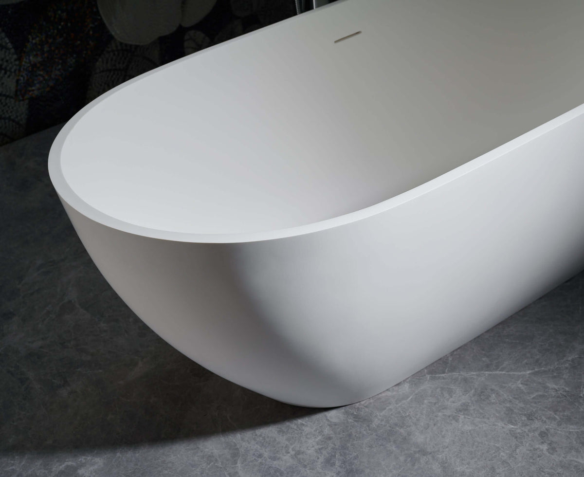 Cascade 59” Freestanding Solid Surface Bathtub, photo 9 of 25
