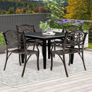 Cast Aluminum Dining Chairs Set of 2 with Patio Chairs Armrests Flower Pattern-Bronze by LJGDeals