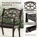 Cast Aluminum Dining Chairs Set of 2 with Patio Chairs Armrests Flower Pattern-Bronze by LJGDeals
