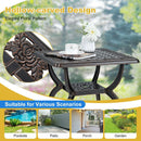 Cast Aluminum Outdoor Side Table with Storage Shelf for Garden Porch Balcony-Rustic Brown by DirectDeals