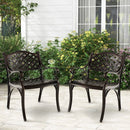Cast Aluminum Patio Chairs Set of 2 Dining Chairs with Armrests Diamond Pattern-Bronze by DirectDeals