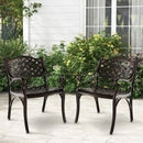 Cast Aluminum Patio Chairs Set of 2 Dining Chairs with Armrests Diamond Pattern-Bronze by LJGDeals