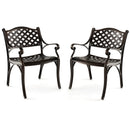 Cast Aluminum Patio Chairs Set of 2 Dining Chairs with Armrests Diamond Pattern-Bronze by DirectDeals