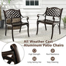 Cast Aluminum Patio Chairs Set of 2 Dining Chairs with Armrests Diamond Pattern-Bronze by LJGDeals