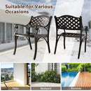 Cast Aluminum Patio Chairs Set of 2 Dining Chairs with Armrests Diamond Pattern-Bronze by LJGDeals