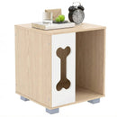 Cat Bed Side Table Wooden Cat Condo with Bone-shape Window and Thick Metal Legs-Natural by LJGDeals