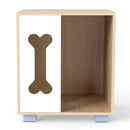 Cat Bed Side Table Wooden Cat Condo with Bone-shape Window and Thick Metal Legs-Natural by LJGDeals