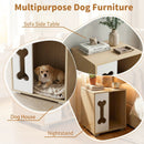 Cat Bed Side Table Wooden Cat Condo with Bone-shape Window and Thick Metal Legs-Natural by LJGDeals