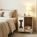 Cat Bed Side Table Wooden Cat Condo with Bone-shape Window and Thick Metal Legs-Natural by LJGDeals
