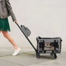 Rolling Cat Carrier with Dual-use Pads and Litter Bag-Gray by LJGDeals