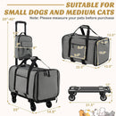 Rolling Cat Carrier with Dual-use Pads and Litter Bag-Gray by LJGDeals