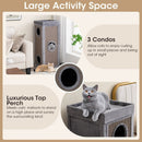 39 Inch Tall Cat Condo with Scratching Posts and 3 Hideaways and 4 Soft Plush Cushions by LJGDeals