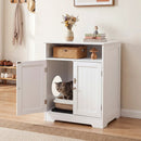Cat Litter Box Enclosure Wooden Hidden Pet Washroom Furniture-White by LJGDeals