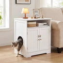 Cat Litter Box Enclosure Wooden Hidden Pet Washroom Furniture-White by LJGDeals