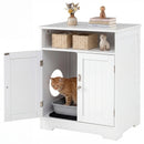 Cat Litter Box Enclosure Wooden Hidden Pet Washroom Furniture-White by LJGDeals