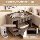 Cat Litter Box Enclosure with Flip-down Opening Door and Scratching Mat by LJGDeals