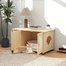 Cat Litter Box Enclosure with Sisal Scratching Doors and Adjustable Metal Feet-Natural by LJGDeals