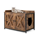 Cat Litter Box Enclosure with Double Doors and Adjustable Footpads-Brown by LJGDeals