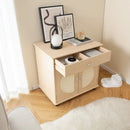 Cat Litter Box Enclosure with Sisal Scratching Doors and Storage-Natural by LJGDeals
