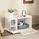 Cat Litter Box Enclosure with Removable Cushion and Front Open Door-White by LJGDeals