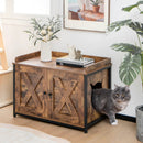 Cat Litter Box Enclosure with Double Doors and Adjustable Footpads-Brown by LJGDeals